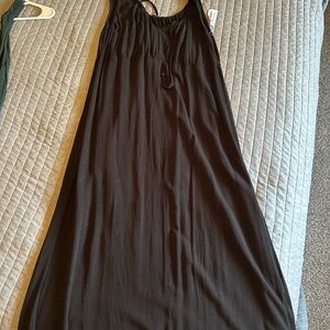 Milkmaid Style Black Sleeveless Dress